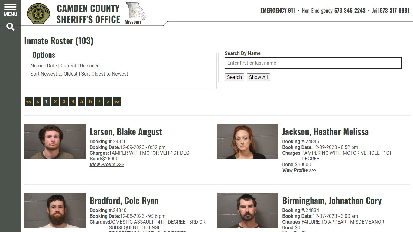 Inmate Roster - Camden County Missouri Sheriff's Office