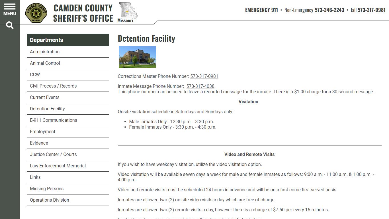Detention Facility | Camden County Missouri Sheriff's Office
