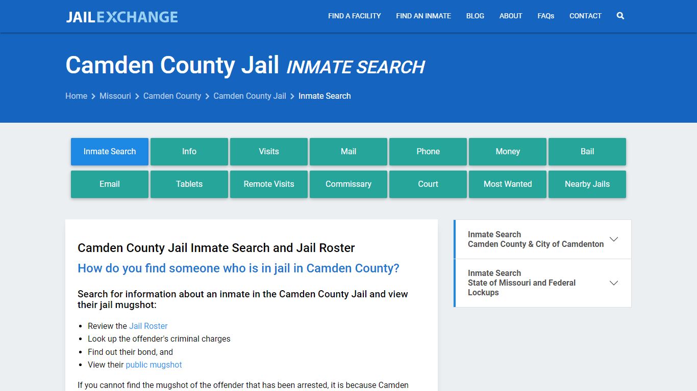 Inmate Search: Roster & Mugshots - Camden County Jail, MO